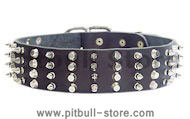 2 inch Leather Dog Collar with STUDS and SPIKES for Pitbull