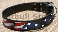 American Flag Dog Collar for Pitbull -Leather usa collar