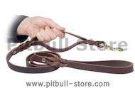 Leather Dog Lead With 2 Handles -3/4 inch on 5 foot DOG LEASH
