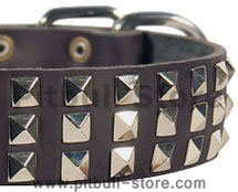 Silver Pyramid Leather Dog Collar for Pitbull Silver Pyramid Leather Dog Collar for Pitbull
