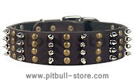 Pitbull Spike Studded Collar/2 inch wide Leather Studs collar