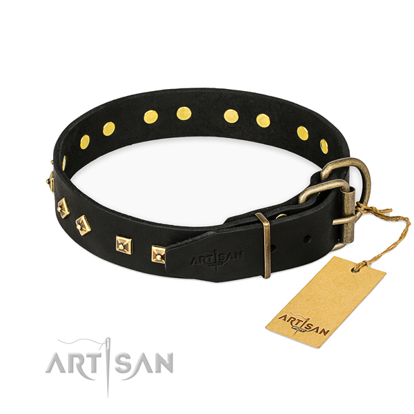Stylish walking leather collar with decorations for your pet