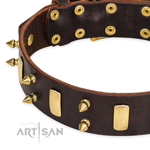 Leather dog collar with smoothed edges for comfy everyday wearing