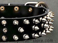 Black Leather Spiked dog Collar for Pitbull