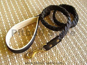 Braided Handcrafted Leather Dog Leash(not nickel, not bronze) for Pitbull