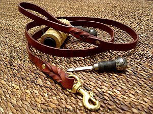 Handcrafted leather dog leash for walking and tracking 2-6 FT for Pitbull