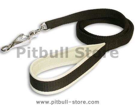Nylon dog leash with support material on the handle- 4 to 6 foot