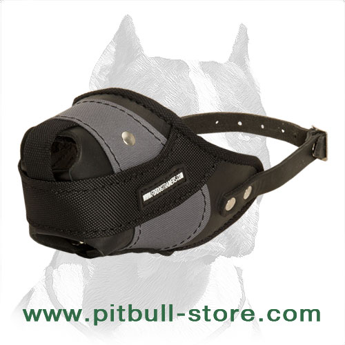 Pitbull leather muzzle nylon sufficient air flow