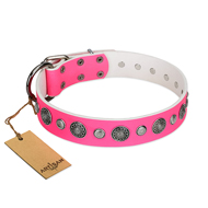 "Glamorous Shine" FDT Artisan Stylish Leather Pitbull Collar with Old Silver-like Plated Decorations "Glamorous Shine" FDT Artisan Stylish Leather Pitbull Collar with Old Silver-like Plated Decorations