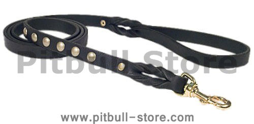 Studded leather dog leash for walking and tracking,Length 2-6 FT