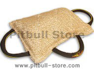 Dog bite pad made of jute with 3 handles