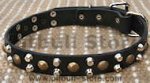Custom 3 Rows Leather Dog Collar with Pyramids and Studs
