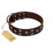 "Brown Shadow" Designer Handmade FDT Artisan Brown Leather Pitbull Collar