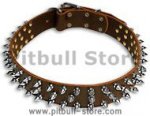Leather Spiked Dog Collar-3 Rows of spikes dog collar