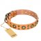 'Sophisticated Glamor' FDT Artisan Pitbull Leather Collar with Old-bronze Plated Adornments
