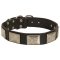 Handcrafted Leather Dog Collar With Vintage Massive Plates