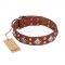 "Magic Squares" FDT Artisan Royal Quality Tan Leather Pitbull Collar