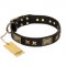 'Passion for Style and Beauty" Posh FDT Artisan Black Leather Collar for Pitbull