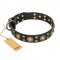 'Baroque Chic' FDT Artisan Pitbull Studded Black Leather Dog Collar