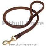 Rolled Leather Dog Leash-1/4'' wide stitched ROUND LEASH