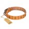 "Top-Flight" FDT Artisan Deluxe Tan Leather Pitbull Collar