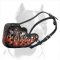 Stylish Flames Painted Leather Muzzle for Pitbull