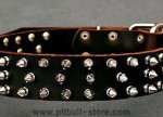 Leather Spiked Dog Collar-3 Rows of spikes