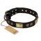 "Ancient Egypt" Trendy Design FDT Artisan Black Leather Pitbull Collar