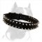 Black Nylon Pitbull Dog Collar with 2 Rows of Spikes