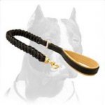 Springy Leather Leash with Solid Brass Snap-hook and Padded Handle