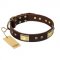 FDT Artisan 'Rich Fashion' Decorated Leather Pitbull Collar with Plates and Studs - 1 1/2 inch (40 mm) wide