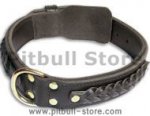Leather Black collar 26'' for PITBULL /26 inch dog collar-C55s33