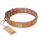 'The Middle Ages' FDT Artisan Handcrafted Tan Leather Pitbull Dog Collar