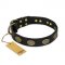 'Vintage Attraction' FDT Artisan Leather Pitbull Collar with Old Bronze Look Plates