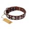 "King of Grace" Brown Natural Leather Pitbull Collar
