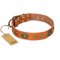 'Dandy Pet' FDT Artisan Decorated Tan Leather Pitbull Collar