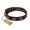 'Chocolate kiss' FDT Artisan Leather Pitbull Collar with Old Bronze Look Oval Plates