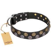 'Romantic Breeze' FDT Artisan Leather Pitbull Collar with Sparkling