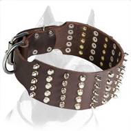 Extra Wide Mod Pitbull Dog Collar with Spikes and Pyramids