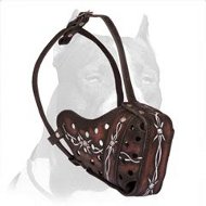 "Barbed Wire" Painted Leather Muzzle for your Pitbull