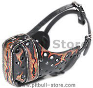 Pitbull muzzle-Hand painted leather Muzzle "Dondi" Plus