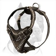 Hand-painted Pitbull Leather Dog Harness