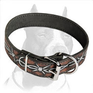 Skillfully Painted Leather Dog Collar with Barbed Wire
