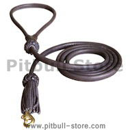 Rolled Leather Dog Leash 4 foot Round lead for Pitbull