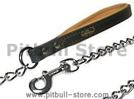 Exclusive Dog Leash With Padded Leather Handle - Chain lead