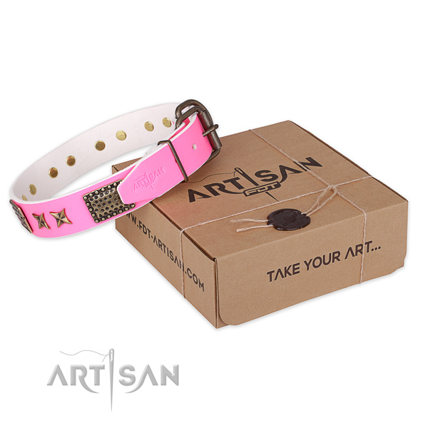 Top notch genuine leather dog collar for daily use