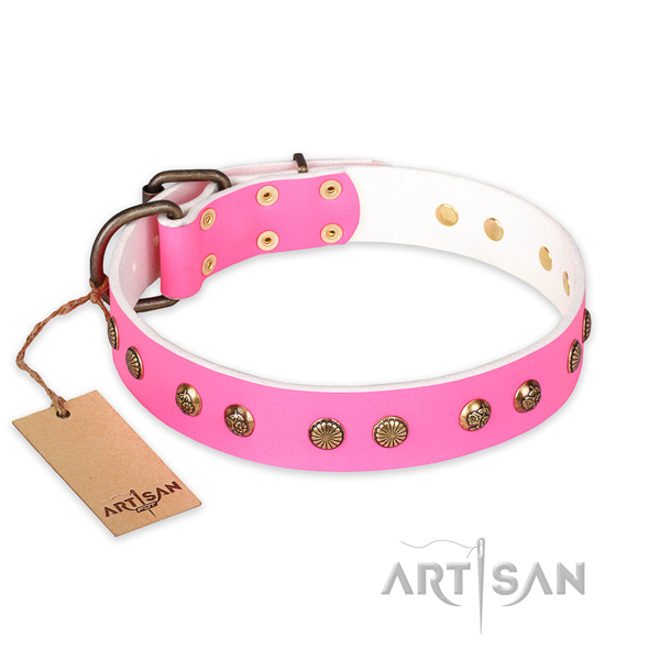 Remarkable design decorations on leather dog collar