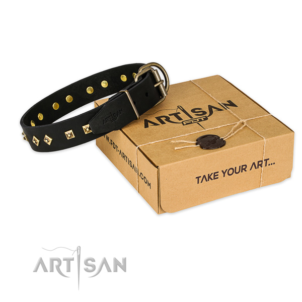 Finest quality genuine leather dog collar for stylish walking