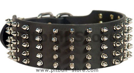 3 inch Spiked Leather Dog Collar for Pitbull