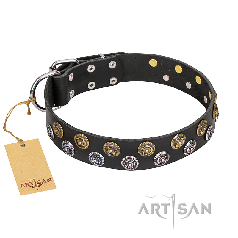 'Romantic Breeze' FDT Artisan Leather Pitbull Collar with Sparkling